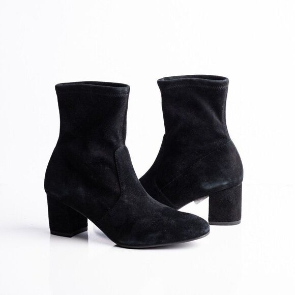 Stuart Weitzman Siggy 60 Black Suede Leather Stretch Sock Boots 36.5 US 6 New - Picture 2 of 10